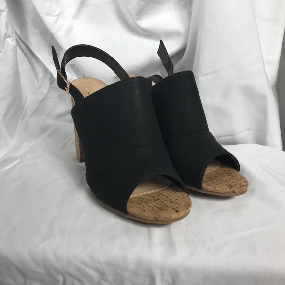 YOKI Black Cork Heels (Slingback) - Picture 3 of 6